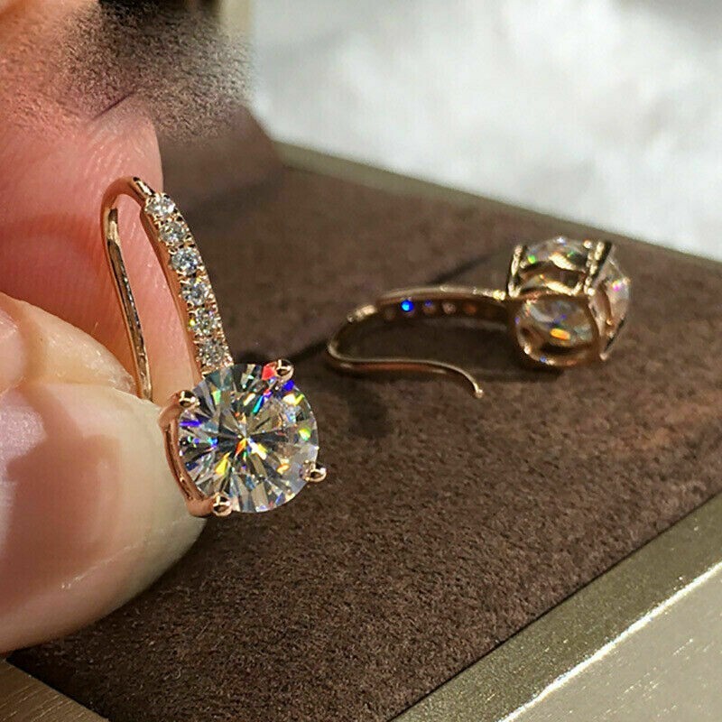 2Ct Round Simulated Diamond Hoop Huggie Earrings in Yellow Gold Finish