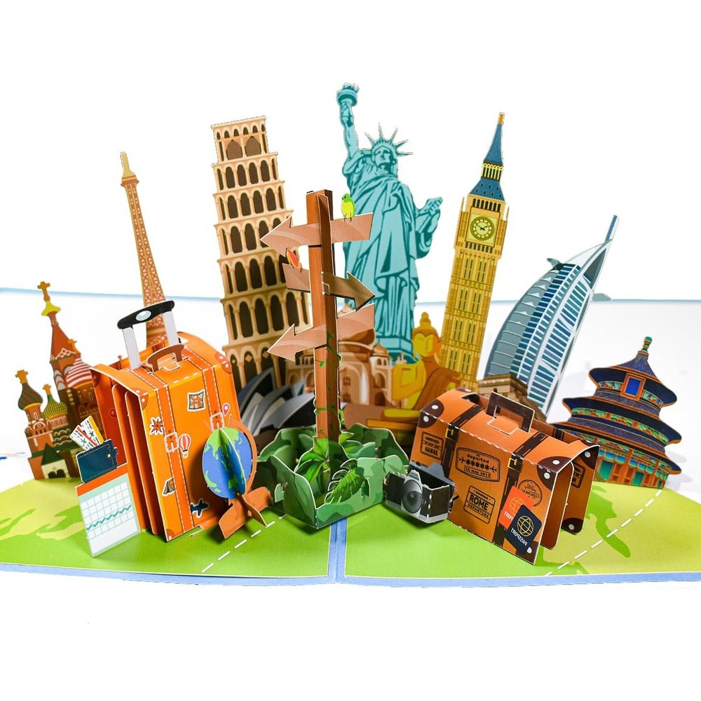 Travel Pop Up Card, Pop Up Card for Travel Lover, Holiday Travel Voucher, 3D ...-image