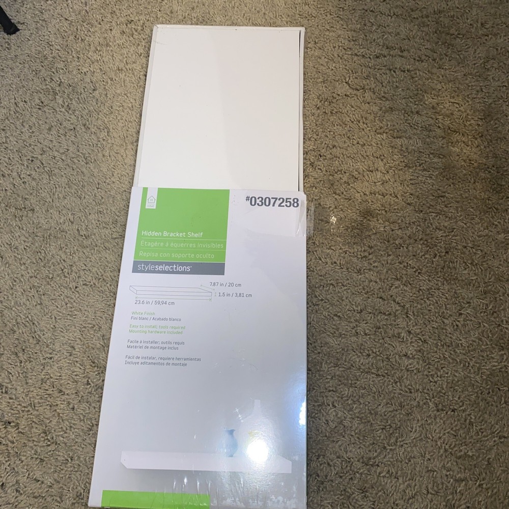 Style Selections White Hidden Bracket Shelf #0307258 23.6