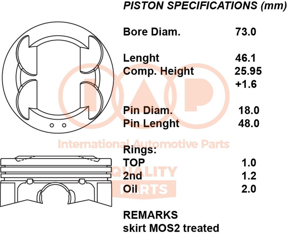 Complete Piston Series 100-16066 IAP QUALITY PARTS for Suzuki - Standard