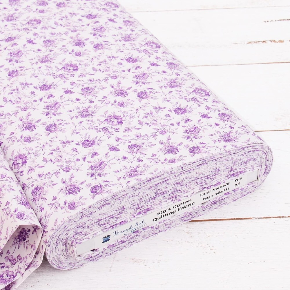 Vintage Purple Toile Cotton Quilting Fabric by Threadart - Sold by the Yard