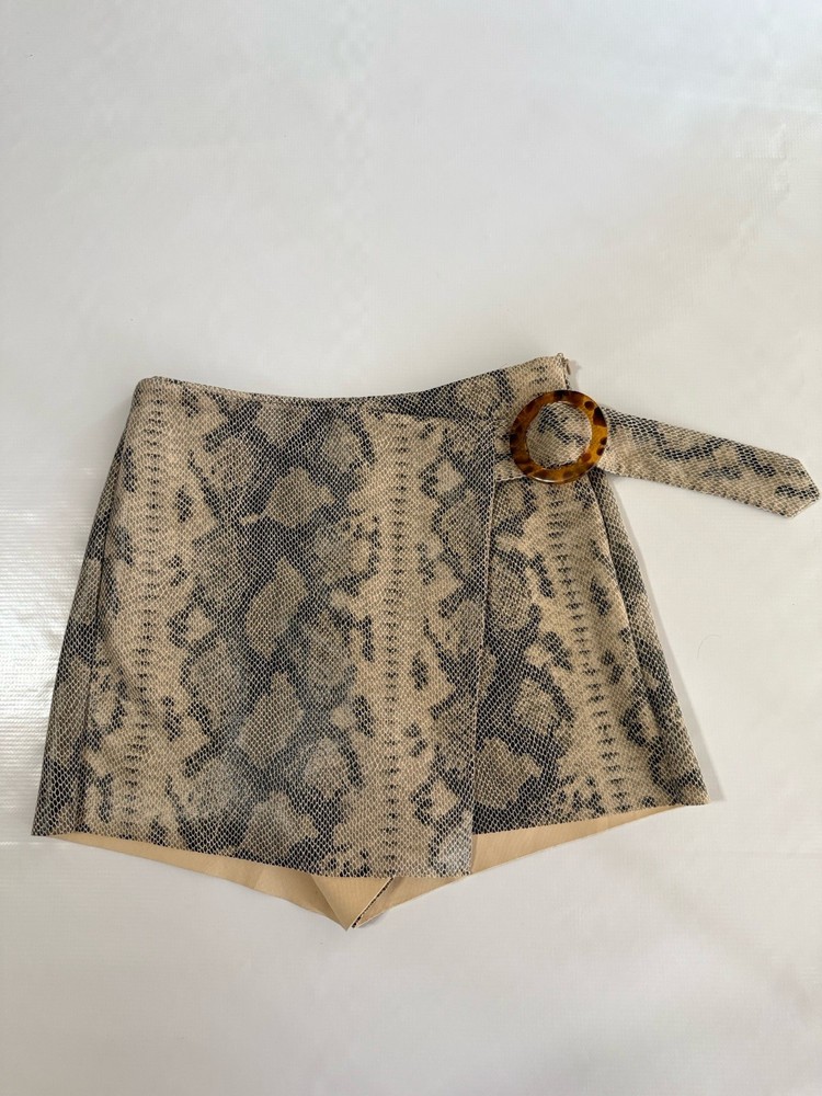 Zara Womens Mini Skirt Skort in Snakeskin Animal Print Size XS