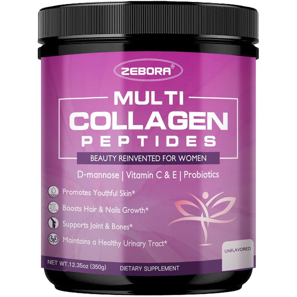 Multi Collagen Peptides Powder for Women – Hydrolyzed Collagen Peptides with ...
