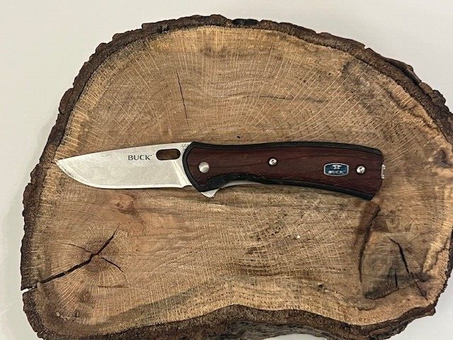 Buck 341 Plain Edge Linerlock Folding Pocket Knife with Wood Handle