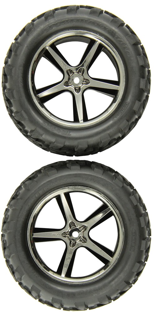 5374A Talon Tires Pre-Glued on Black-Chrome Gemini Wheel (pair)