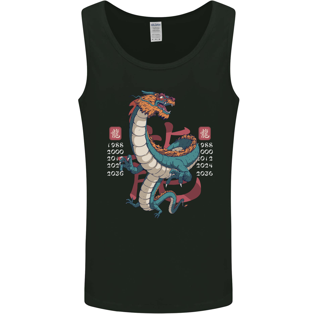 Chinese Zodiac Shengxiao Year of the Dragon Mens Vest Tank Top