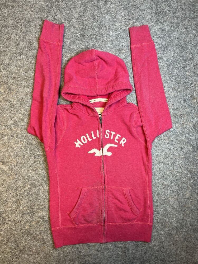 Hollister Pink Y2K full zip up women’s Hoodie Size L ( See Pictures)