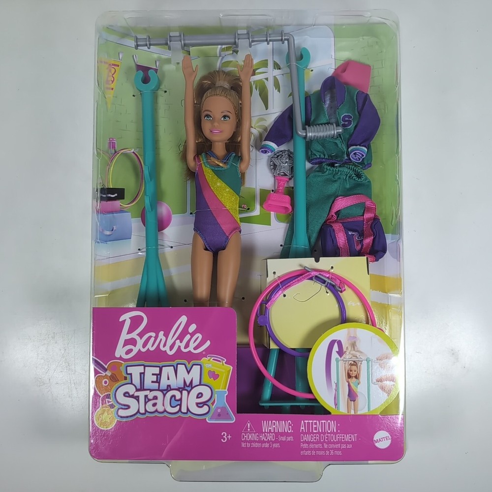 Barbie Team Stacie Doll Gymnastics Playset 3+ Years Spinning Bar and Accessories