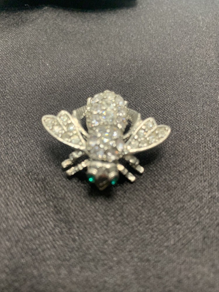 Joan Rivers Rhinestone Bumble Bee Brooch/Pin Green Eyes Signed