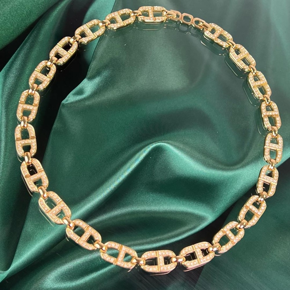 Vintage Christian Dior CD Logo Rhinestone Necklace