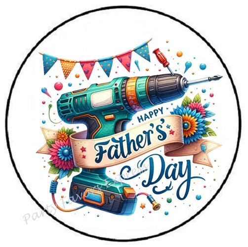HAPPY FATHERS DAY DRILL ENVELOPE SEALS LABELS STICKERS PARTY FAVORS-image
