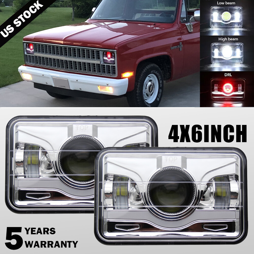 4x6 LED Headlights Hi Lo Beam DRL DOT Chevy C10 Pickup 1981-1986