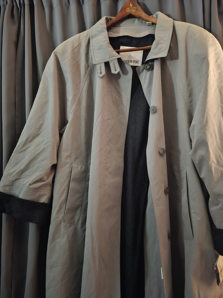 Vintage 1970s London Fog Grey Silver Trench Coat with Original Tags