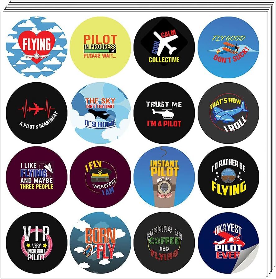 Pilot Vinyl Stickers 20 Sets with 16 Unique Aviation Designs