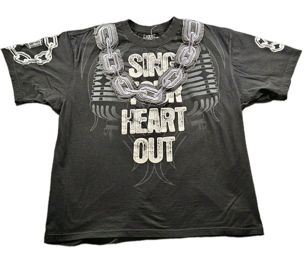 VINTAGE Ablanche Embroided Y2K Double-sided T-shirt Hip Hop Baggy Y2K Size 4XL