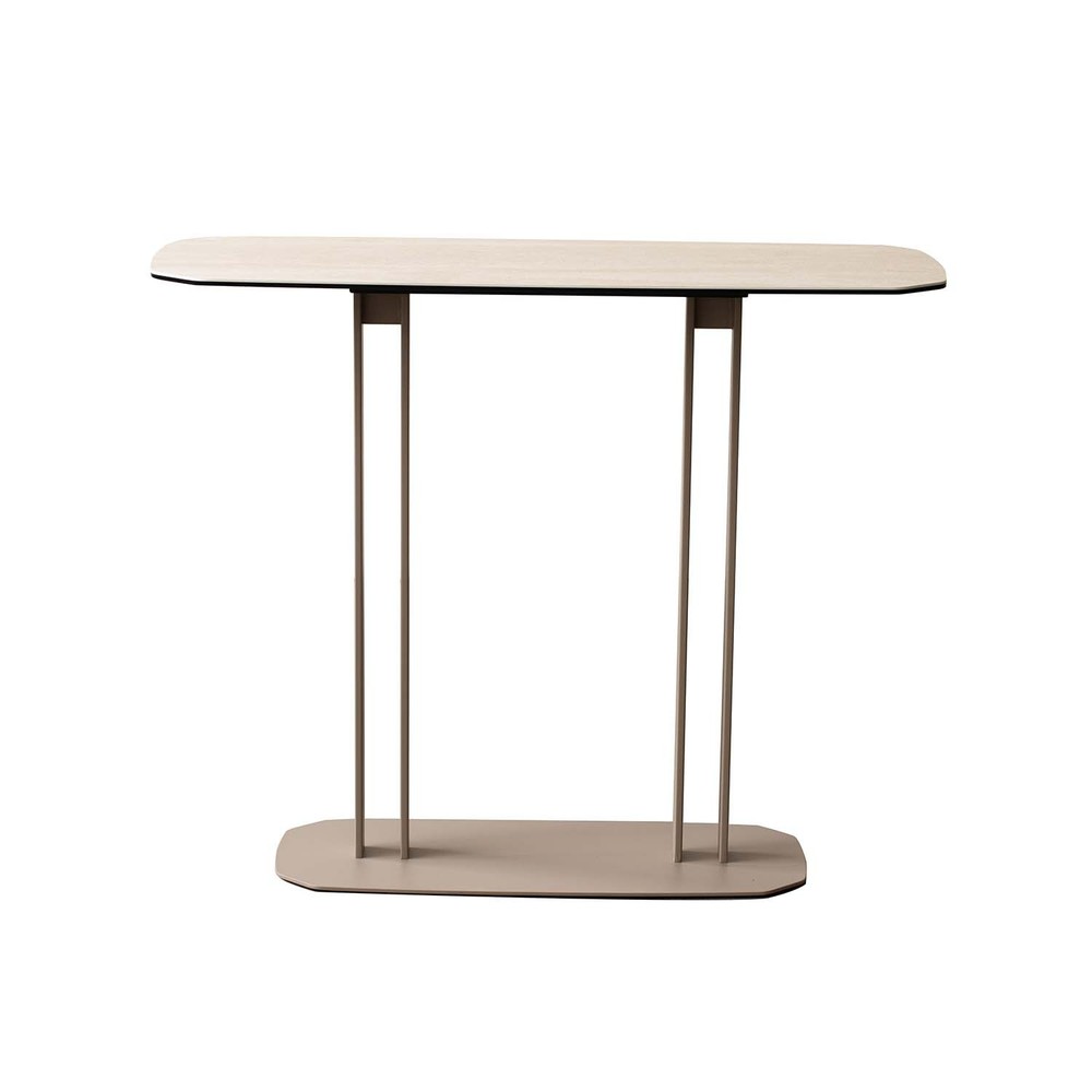 Console Table Ceramic Glass Top Cappuccino Metal Frame Entryway Hallway Home