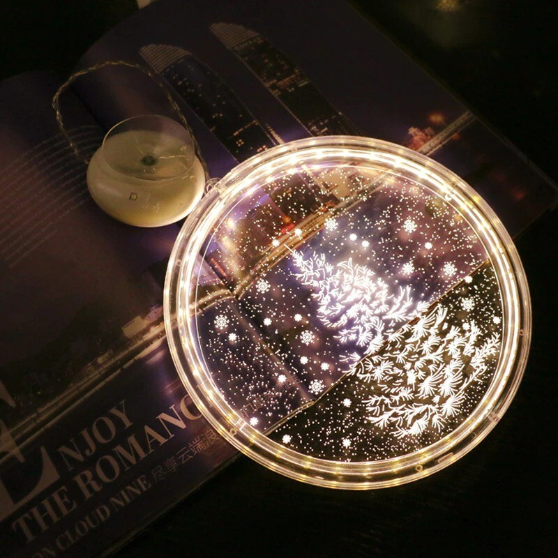 Xmas LED Lights Wall Art Decoration New Year Goods Snowman Deer Bell Home Decor-image