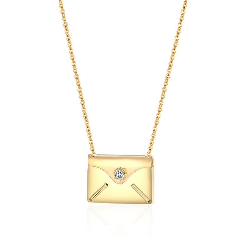 Personalized 3D Envelope Locket Necklace with Engraving Love letters