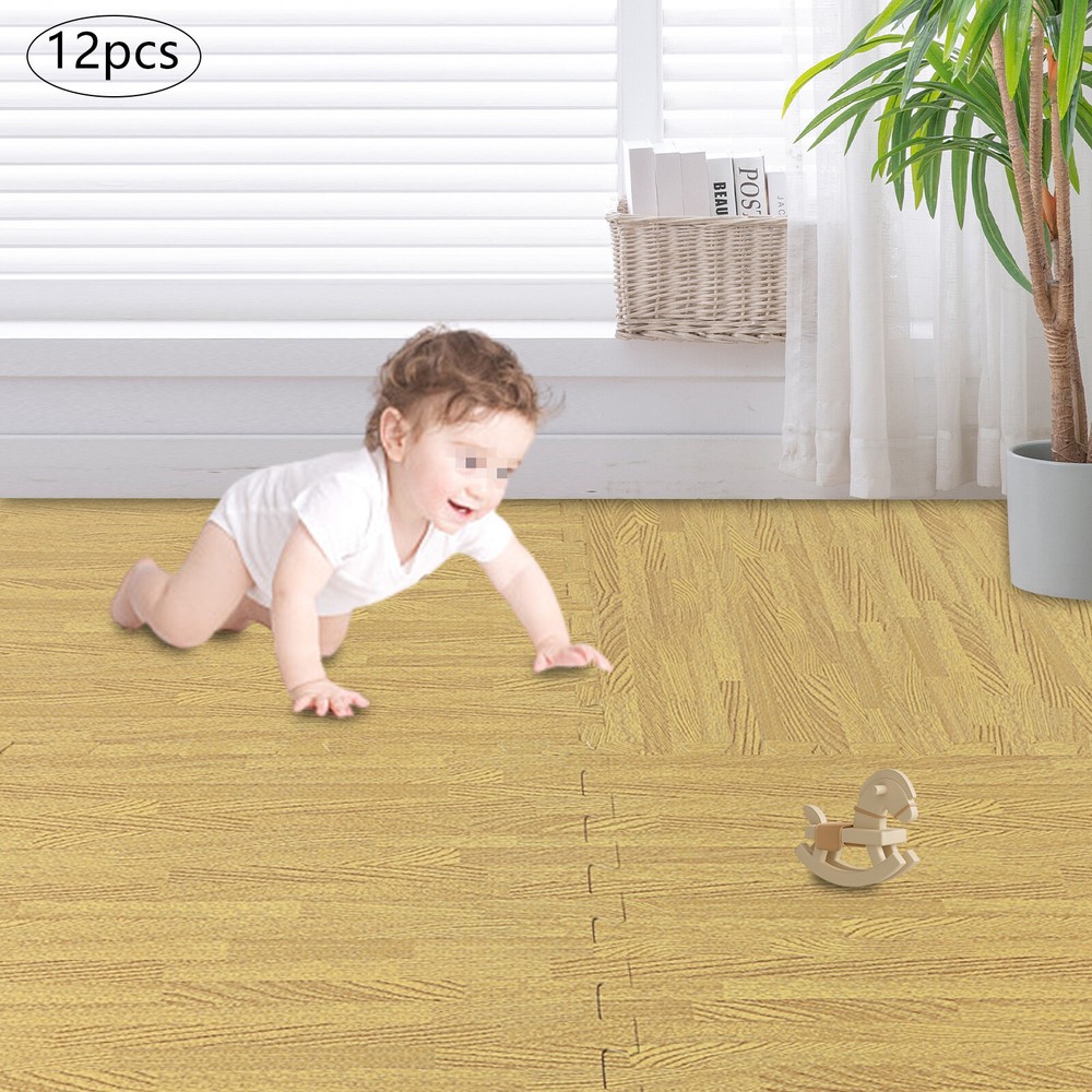 12PC Interlocking EVA Foam Play Mat for Kids Soft Floor Tiles