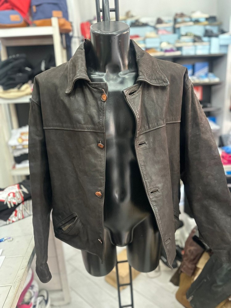 Claudio Pelletteria Leather Jacket Used Men Size L Brown LLV374