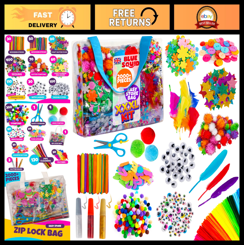 2000+ Piece Craft Kits for Kids Ages 4-9, Arts & Crafts Toys, Birthday Gifts for