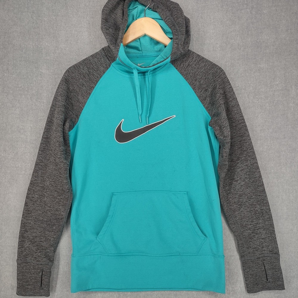 Nike Hoodie Mens Small Multicolor Center Swoosh Fleece Kangaroo Pouch Sweatshirt
