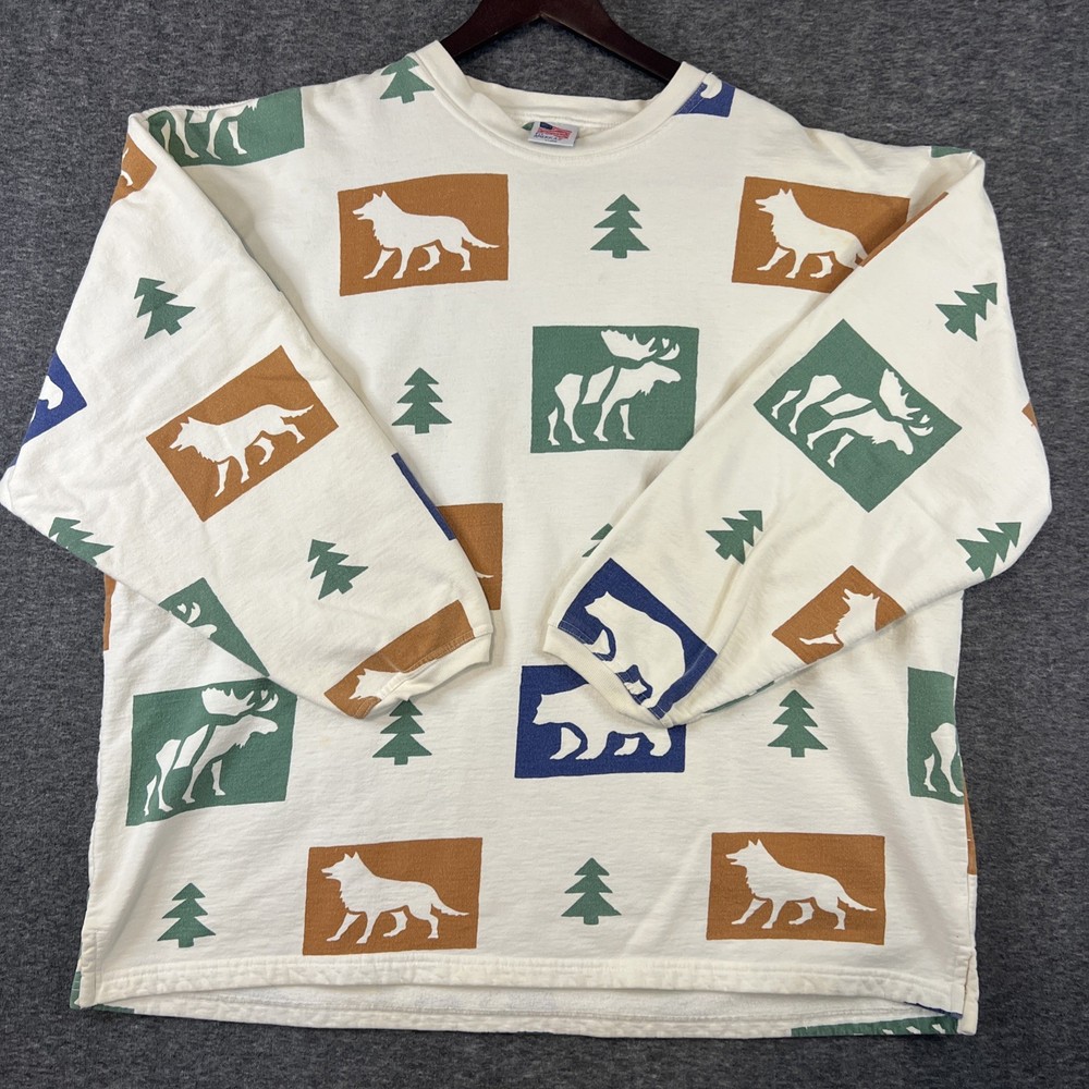 VTG 90s Fit America Oversized Sweatshirt Women's XLarge Animal Nature