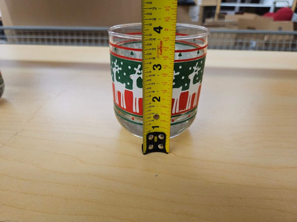 2 Vintage Barware Christmas Reindeer Drinking Glasses