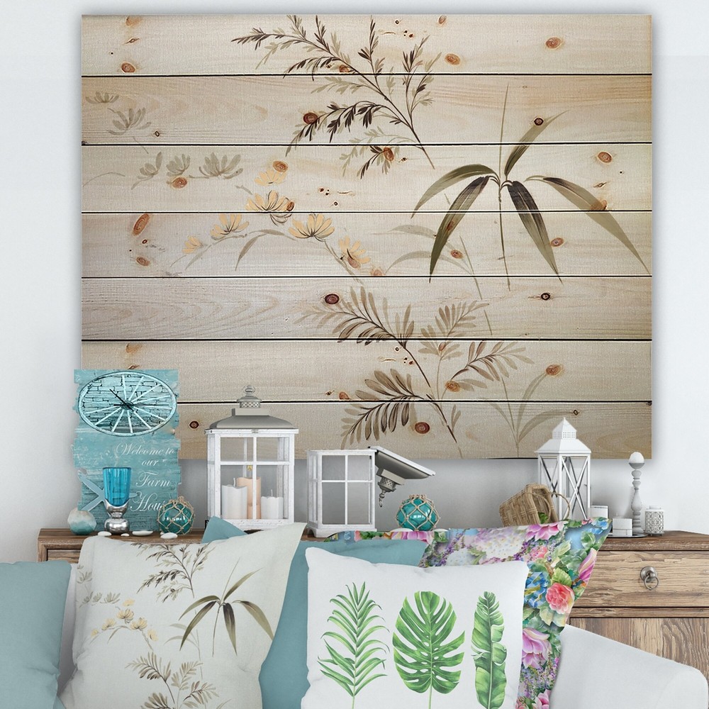 Designart 'Retro Drawing of Flowers III' Vintage Print on