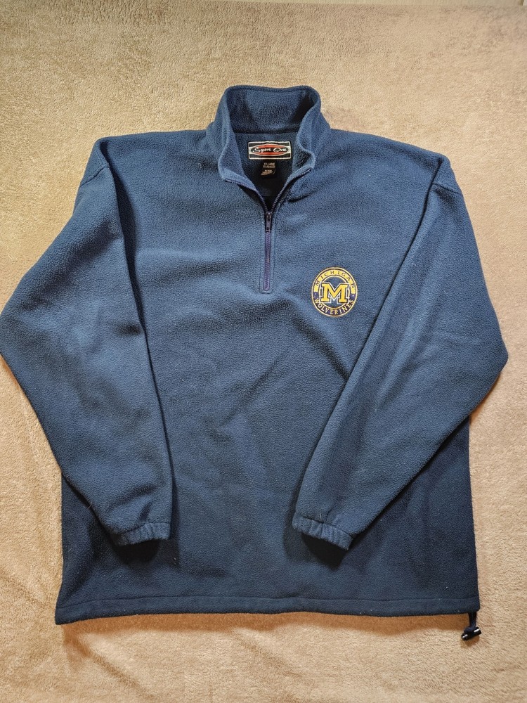 Vintage University of Michigan College Fleece Quarter Zip Pullover XXL Used