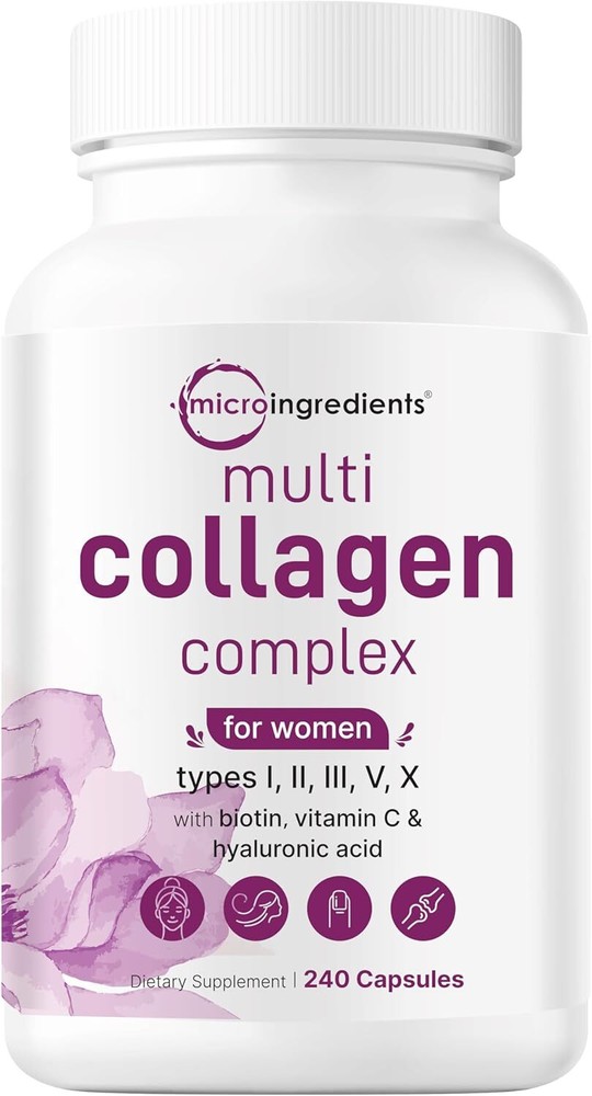 Micro Ingredients Multi Collagen Pills for Women & Men, 240 Capsules | Type...