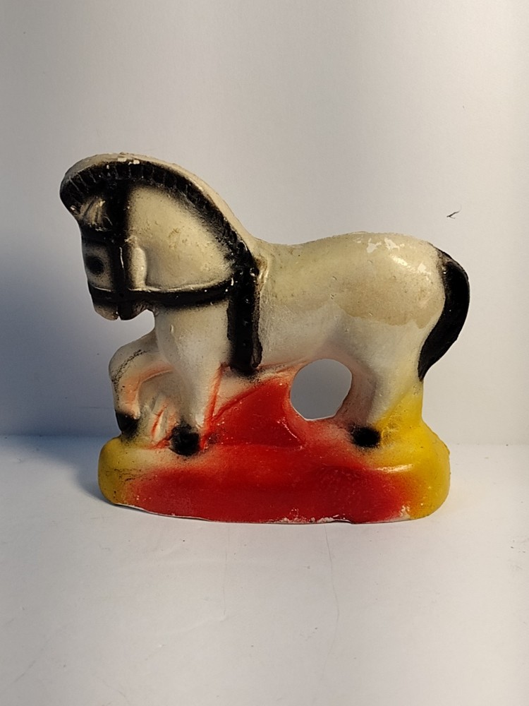 Antique 1962 Plaster Paris Horse Figure Artwork Rare Collectible Statue