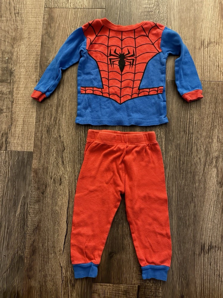 Marvel Toddler Boy 2-Piece Superhero Spider-Man Cotton Long Sleeve PJ Set Red 2T