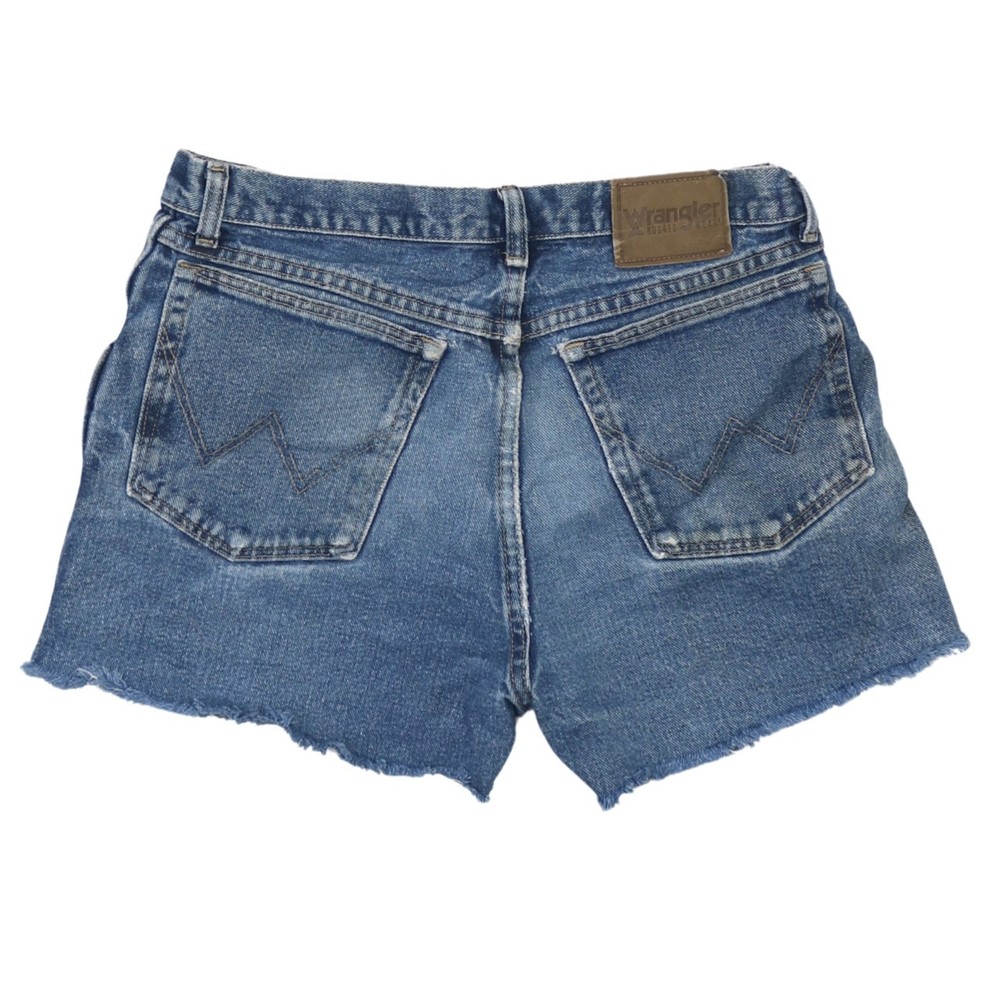 Wrangler Womens denim shorts blue high rise frayed cutoff 5 pocket raw hem M