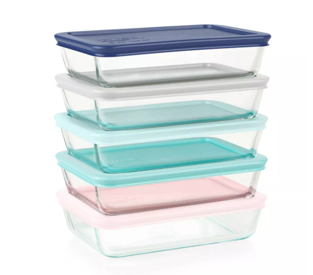 Pyrex 10-Piece Clear Glass Meal Prep Set with Plastic Lids for Food Storage