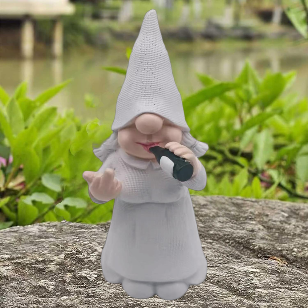 Drinking Female Gnomes Statues Outdoor Decor Drinking Witch Middle Finger