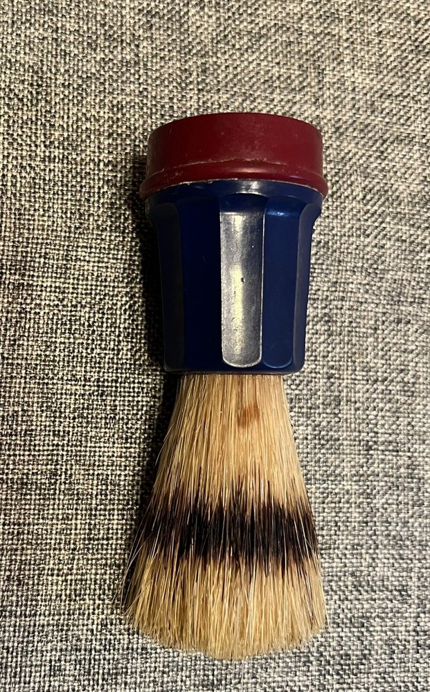 Vintage Made Rite USA Sterilized Shaving Brush  7 Blue and Red