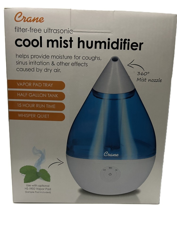 Crane Droplet - Ultrasonic Cool Mist Humidifier - 0.5 Gallon Tank