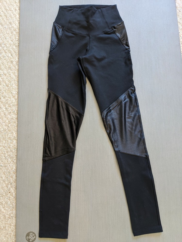 Women Black Workout Running Leggings Tight High Waist Gym Yoga Size S