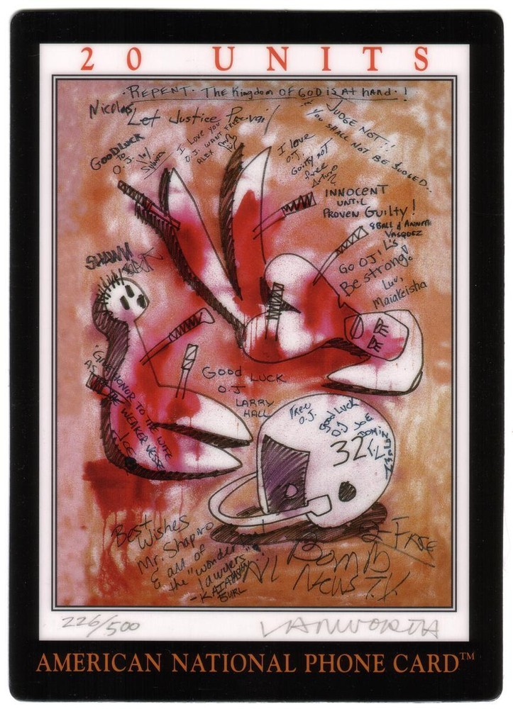 20u Rodney Vanworth OJ Simpson Trial Jumbo Signed Phone Card