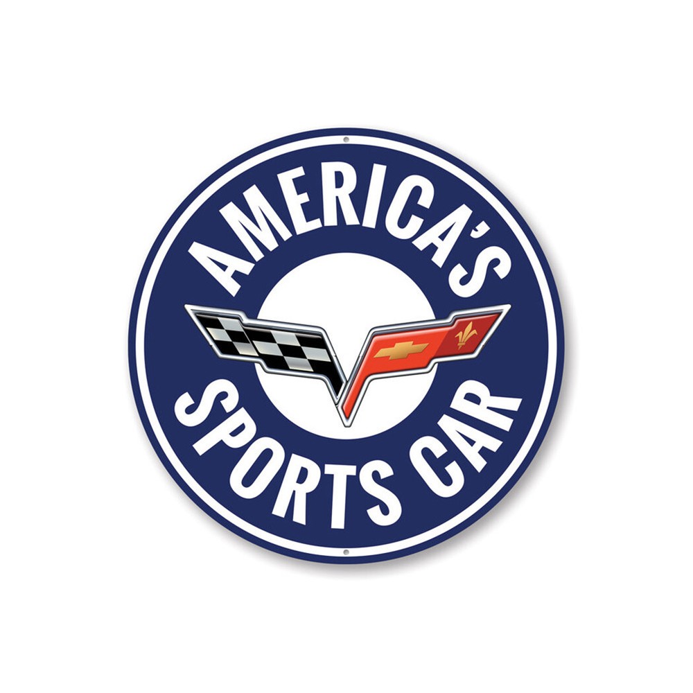 America's Sport's Car Decorative Sign, Custom Aluminum Sign