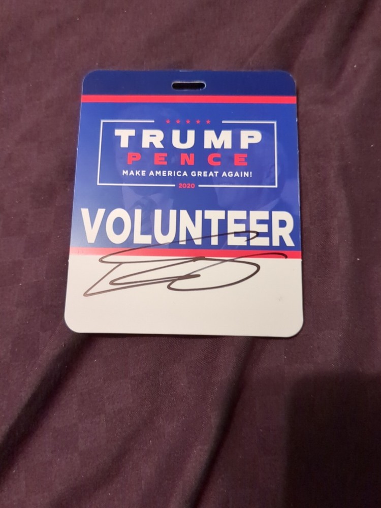 ERIC TRUMP  Autographed Donald Trump Volunteer Credential DONALD'S SON MAGA