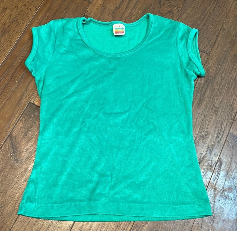 Vintage Wrangler Velour Top Sz Large Ladies C3 Short Sleeve