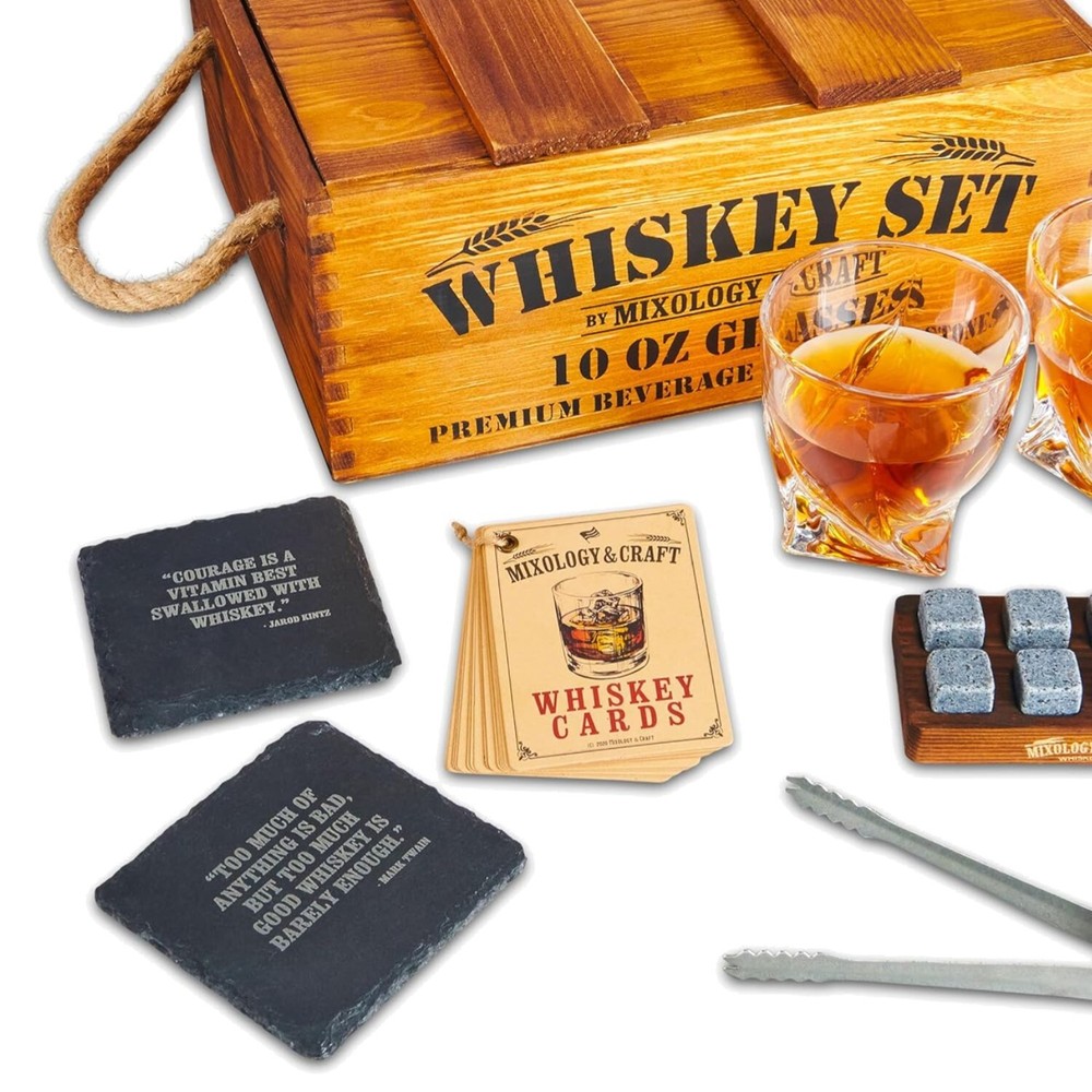 Luxury Whiskey Glass Set with Chilling Stones - Perfect Gift for Men & Dads
