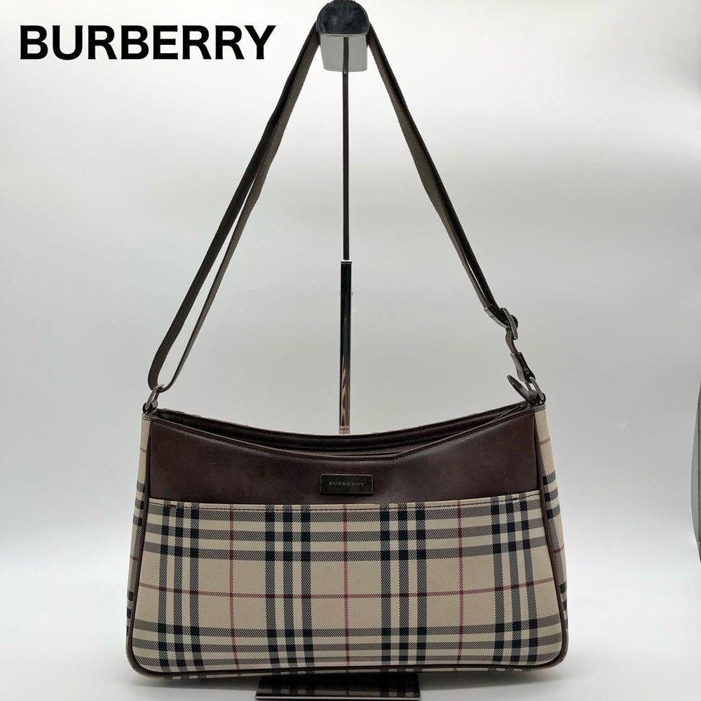 Burberry Nova Check Shoulder Bag Brown Beige Canvas Leather Crossbody Excellent+