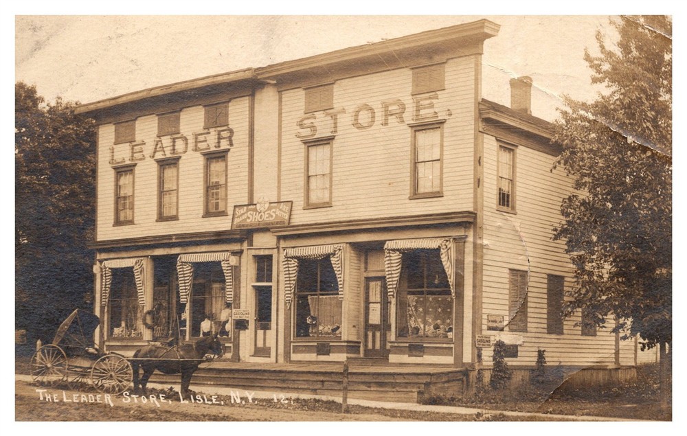 RPPC The Leader Store Lisle Department Horse Buggy NYC C1922 Postcard AH13