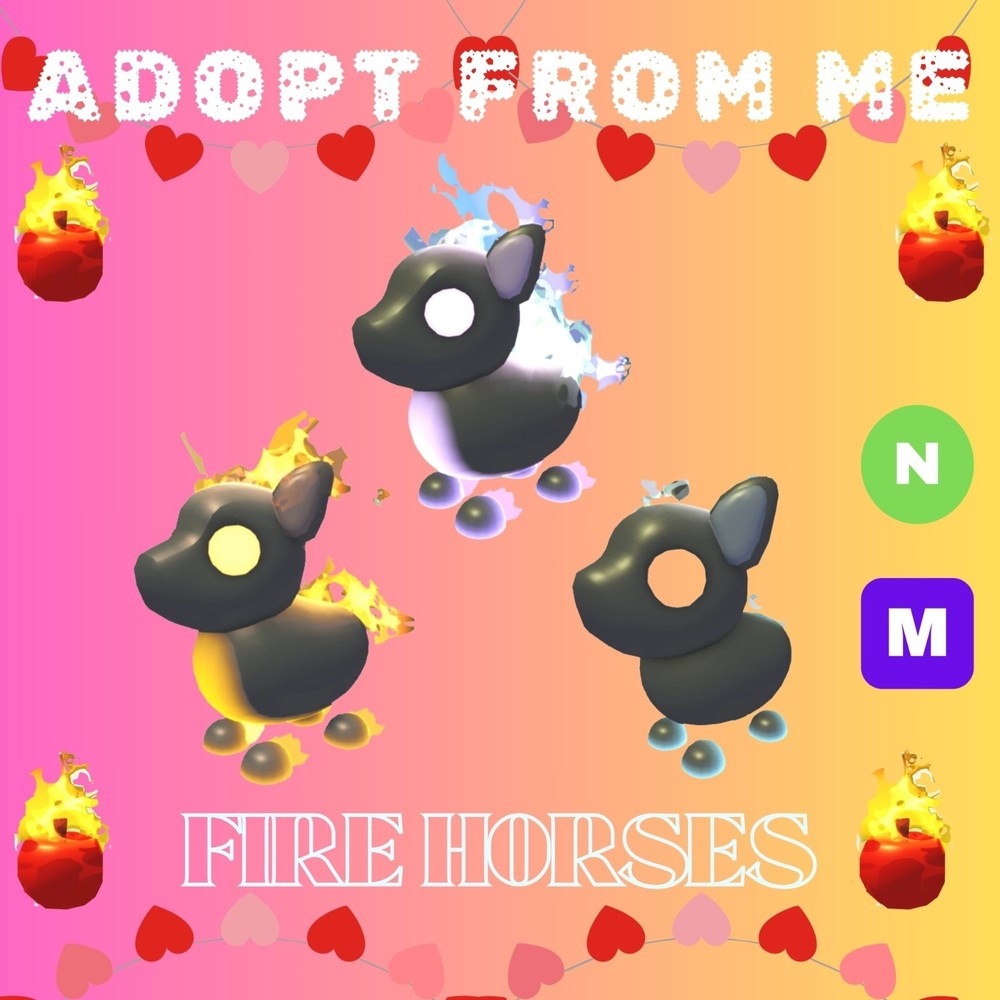 Adopt from Me Fire Foal, Fire Stallion, Fire Mare, Fire Horse Apple, Valentines