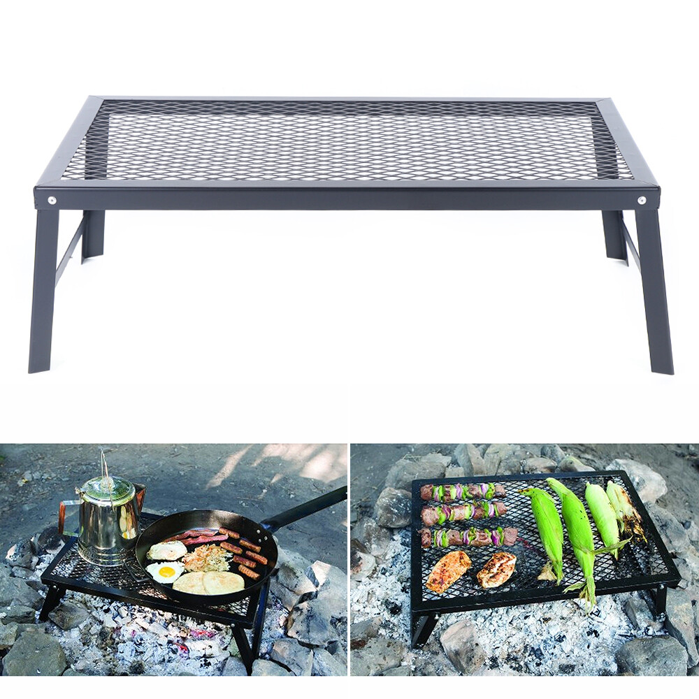 Foldable Camping Grill Fire Pit Grate Campfire Cooking Portable Stand Equipment
