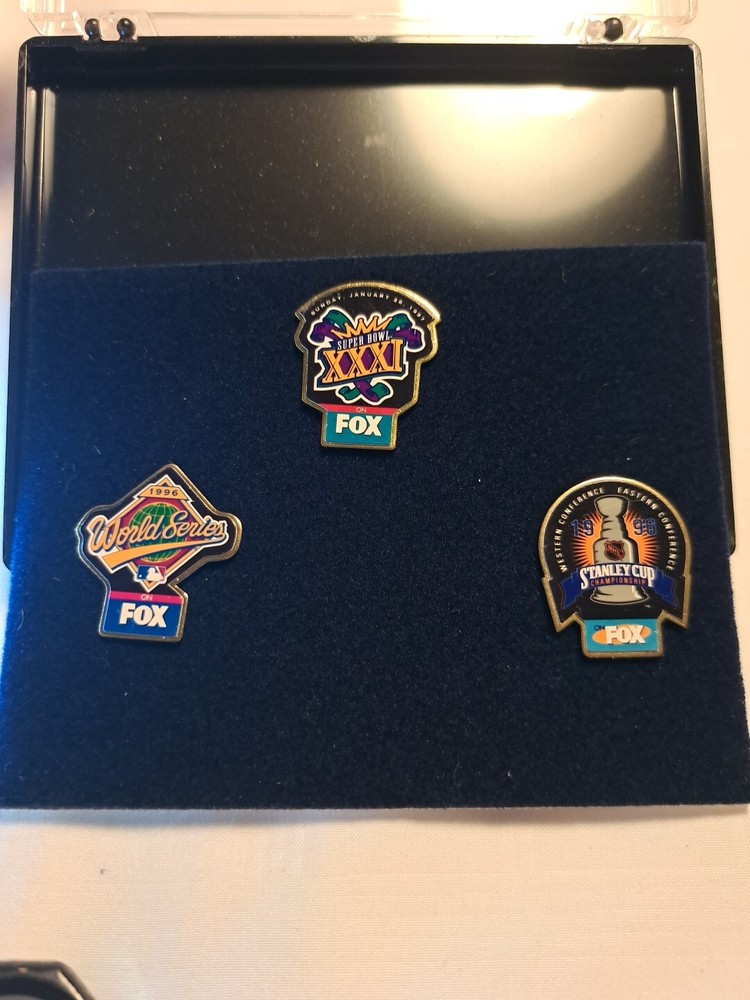 3 Fox Super Bowl XXXI 96 World Series 96 Stanley Cup Lapel Pins Rare On Fox