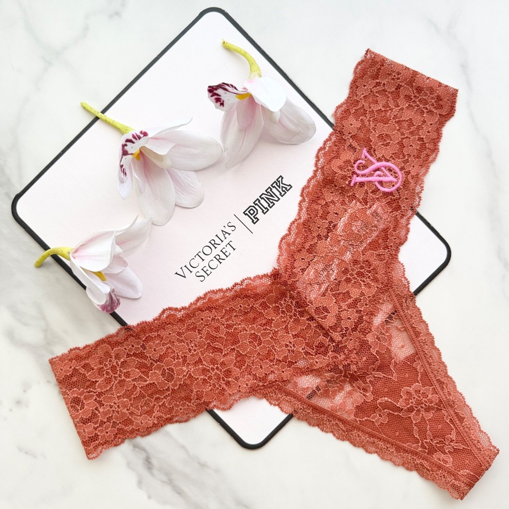 Victoria's Secret Lacie Posey Lace Thong Panty in Gingerbread Size S/M